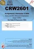 CRW2601 Assignment 2 (COMPLETE ANSWERS) Semester 2 2024 - DUE 19 September 2024