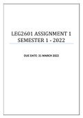 LEG2601 ASSIGNMENT 1 SEMESTER 1 - 2022