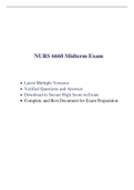 NURS 6660 Midterm Exam (2 Versions, 150 Q & A, Latest-2021/2022) / NURS 6660N Midterm Exam / NURS6660 Midterm Exam / NURS6660N Midterm Exam |Verified Q & A, Already Graded A|