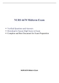 NURS 6670 Midterm Exam (Latest-2021/2022) / NURS 6670N Midterm Exam / NURS6670 Midterm Exam / NURS6670N Midterm Exam |Verified Q & A, Already Graded A|