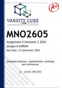 MNO2605 Assignment 4 (DETAILED ANSWERS) Semester 2 2024 - DISTINCTION GUARANTEED