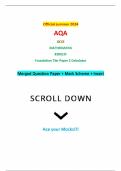 Official summer 2024 AQA GCSE MATHEMATICS 8300/2F Foundation Tier Paper 2 Calculator Merged Question Paper + Mark Scheme + Insert