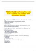  PCE Certified Breastfeeding Counselor Exam Questions And Answers 100% Guaranteed Success.