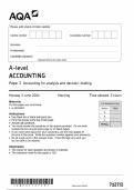 AQA A-level ACCOUNTING Paper 2 QP Accounting for analysis and decision-making Monday 3 June 2024 