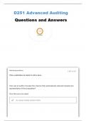 PA D251, WGU D251 ADVANCED AUDITING, UNIT 6 D251 ADVANCED AUDITING QUESTIONS AND ANSWERS