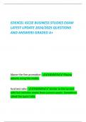 EDEXCEL IGCSE BUSINESS STUDIES EXAM LATEST UPDATE 2024/2025 QUESTIONS AND ANSWERS GRADED A+