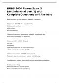 NURS 8024 Pharm Exam 3 (antimicrobial part 2) with Complete Questions and Answers