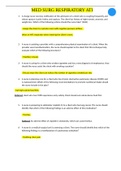 NURS 406 - MED SURGE Respiratory ATI (100% CORRECT SOLUTIONS) | Download To Score An A 1- A charge nurse receives notification of the admission of a client who is coughing frequently and whose sputum is pink, frothy, and copious. The client has history of