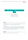 PHIL 347 WEEK 3 CHECK POINT QUIZ QUESTION AND ANSWERS WITH COMPLETE SOLUTION