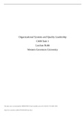 NURSING BS C489 / C 489 Task 1 GRADED A+ Organizational Systems and Quality Leadership