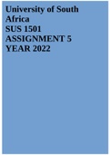 SUS 1501 ASSIGNMENT 5 YEAR 2022