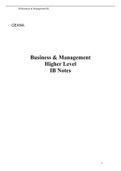 IB Business & Management HL Business & Management Higher Level IB Notes 1 IB Business & Management HL Topic Page Topic 1: Business organization and environment 1.1 Nature of business activity 2 1.2 Type of organizations 4 1.3 Organizational objectives 10 