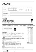 AQA GCSE MATHEMATICS Foundation Tier	Paper 3 Calculator 2018 Questions only