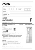 AQA GCSE MATHEMATICS Foundation Tier	Paper 3 Calculator | 2018 EXAM Question only