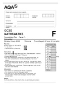 AQA GCSE MATHEMATICS Foundation Tier	Paper 3 Calculator|2020 EXAM Questions only