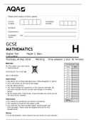 AQA GCSE MATHEMATICS Higher Tier Paper 1 Non-Calculator 2018 EXAM Questions only