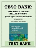 PSYCHIATRIC MENTAL HEALTH NURSING: Concepts of Care in Evidence-Based Practice 9TH EDITION By: Mary C. Townsend TEST BANK ISBN- 978-0803660540