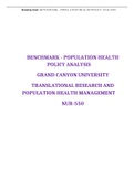 NURS 550 BENCHMARK - POPULATION HEALTH POLICY ANALYSIS