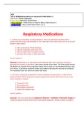 NURS 601 Pharm Respiratory Medications Questions and Answers- University of San Francisco