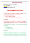 Exam (elaborations) NURS 601 Pharm Hematological Medications Questions and Answers- University of San Francisco NURS 601 Pharm Hematological Medications Questions and Answers- University of San Francisco/NURS 601 Pharm Hematological Medications Questions 