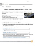 Student Exploration: Big Bang Theory – Hubble’s Law