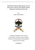 ASSESSMENT OF HEALTH RELATED QUALITY OF  LIFE AMONG PATIENTS WITH CHRONIC KIDNEY  DISEASE ON MAINTENANCE DIALYSIS BY  S.ARUL MALAR FEMINA