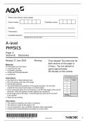 AQA A-level PHYSICS 7408/3BE Paper 3 Section B Electronics June 2024 QP