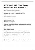 BYU Math 110 Final Exam questions and answers