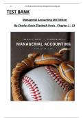 Test Bank for Managerial Accounting 4th Edition By Davis, All 13 Chapters Covered and Verified, ISBN: 9781119577669 