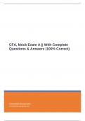 CFA, Mock Exam A || With Complete Questions & Answers (100% Correct)