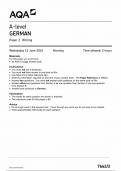 AQA A LEVEL GERMAN PAPER 2 QUESTION PAPER  2024 (7662/2 :Writing)