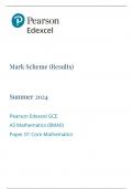 Edexcel AS Level Pure Mathematics Paper 1 Mark Scheme 2024