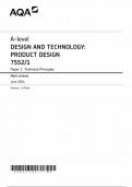 A-LEVEL DESIGN AND TECHNOLOGY:PRODUCT DESIGN MARK SCHEME 2024 (7552/1) Paper 1;Technical Principles