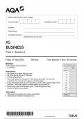 AQA AS LEVEL BUSINESS PAPER 1 June 2024 QUESTION PAPER