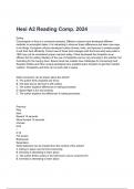 HESI A2 Reading Comp. 2024 Exam Questions and Answers 2024/2025( A+ GRADED 100% VERIFIED).