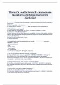 Women's Health Exam Il l - Menopause Questions and Correct Answers 2024/2025