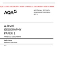  AQA A-LEVEL GEOGRAPHY PAPER 1 PHYSICAL GEOGRAPHY MARK SCHEME