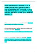 ANCC PMHNP PSYCH MENTAL HEALTH EXAM (ACTUAL EXAM) WITH CORRECT 180+ QUESTIONS AND CORRECTLY  WELL DEFINED ANSWERS LATEST 2024 ALREADY GRADED A+ 