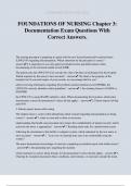 FOUNDATIONS OF NURSING Chapter 3: Documentation Exam Questions With Correct Answers.