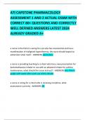 ATI CAPSTONE PHARMACOLOGY ASSESSMENT 1 AND 2 ACTUAL EXAM WITH CORRECT 80+ QUESTIONS AND CORRECTLY  WELL DEFINED ANSWERS LATEST 2024 ALREADY GRADED A+ 