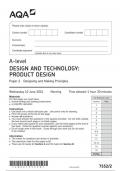 AQA A LEVEL Design &Technology: PRODUCT DESIGN Paper 2 June 2024 QUESTION PAPER -7552/2