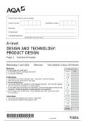 AQA A LEVEL Design &Technology: PRODUCT DESIGN Paper 1 June 2024QUESTION PAPER  -7552/1