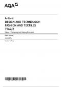 AQA A LEVEL Design &Technology: FASHION &TEXTILES Paper 2 June 2024 Final MARK SCHEME-7562/2