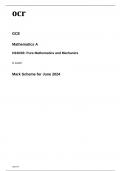 ocr A Level Mathematics A:(H240/03)Pure Mathematics and Mechanics -june 2024 ms 