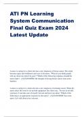 ATI PN Learning System Communication Final Quiz Exam 2024 Latest Update