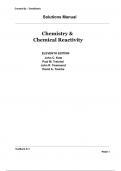 Solutions Manual Chemistry & Chemical Reactivity ELEVENTH EDITION John C. Kotz Paul M. Treichel John R. Townsend David A. Treiche- All Chapters (1-25) 2024 A+