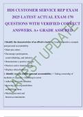 HDI CUSTOMER SERVICE REP EXAM 2025 LATEST ACTUAL EXAM 170 QUESTIONS WITH VERIFIED CORRECT ANSWERS. A+ GRADE ASSURED