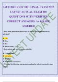 LSUE BIOLOGY 1001 FINAL EXAM 2025 LATEST ACTUAL EXAM 100 QUESTIONS WITH VERIFIED CORRECT ANSWERS. A+ GRADE ASSURED.