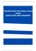 {Answered} PHLEBOTOMY NATIONAL EXAM (NHA) QUESTIONS AND ANSWERS 