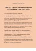 MBY 251 Theme 4- Metabolic Diversity of Microorganisms Exam Study Guide.